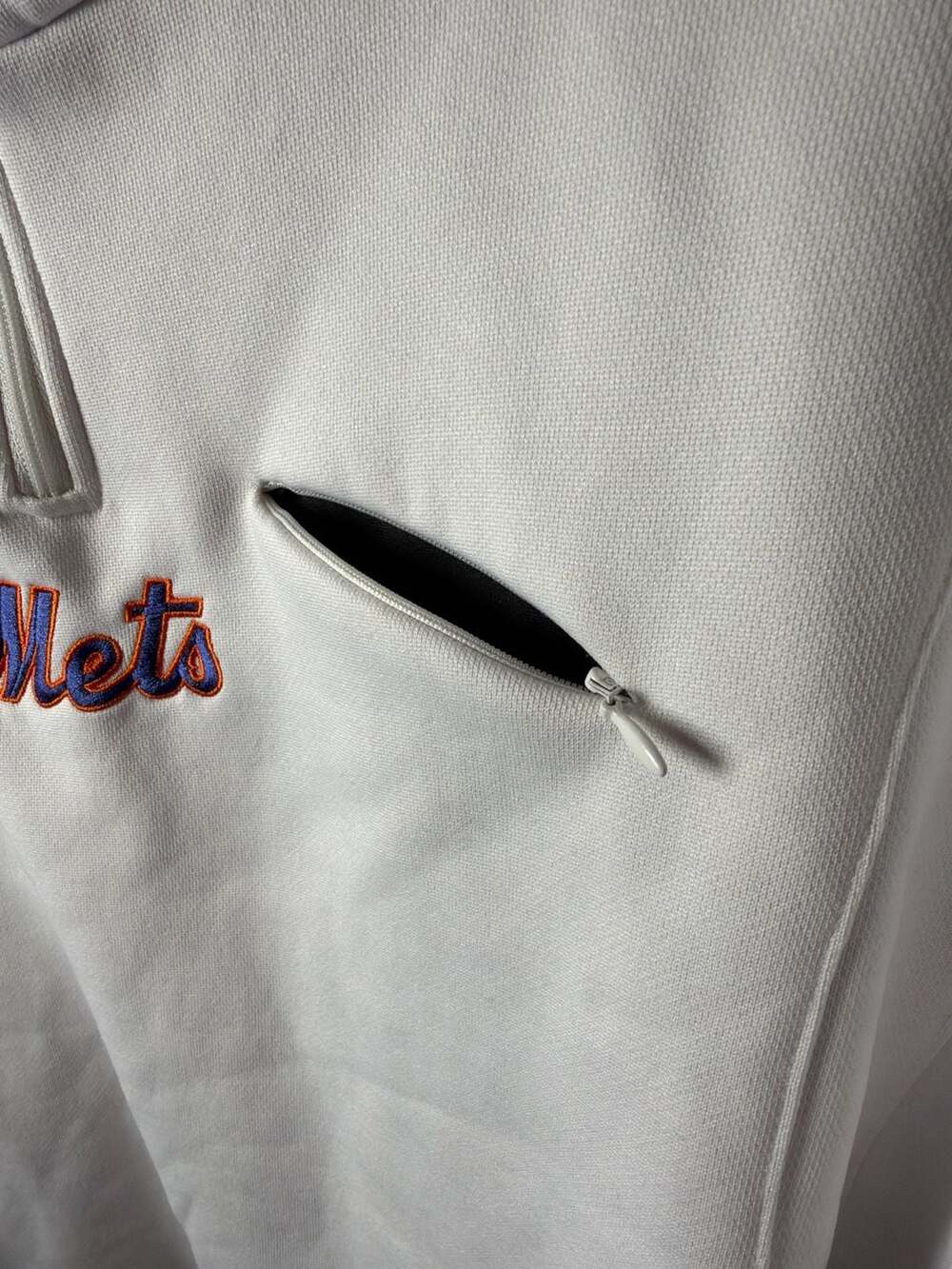 Vintage Lee Sport New York Mets White 1/4 Zip Pullover Hoodie Size XL